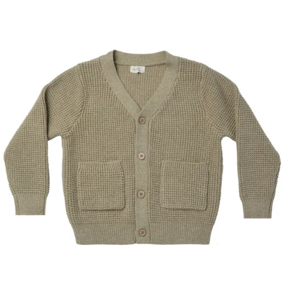 Rylee + Cru Waffle Knit Cardigan Sage